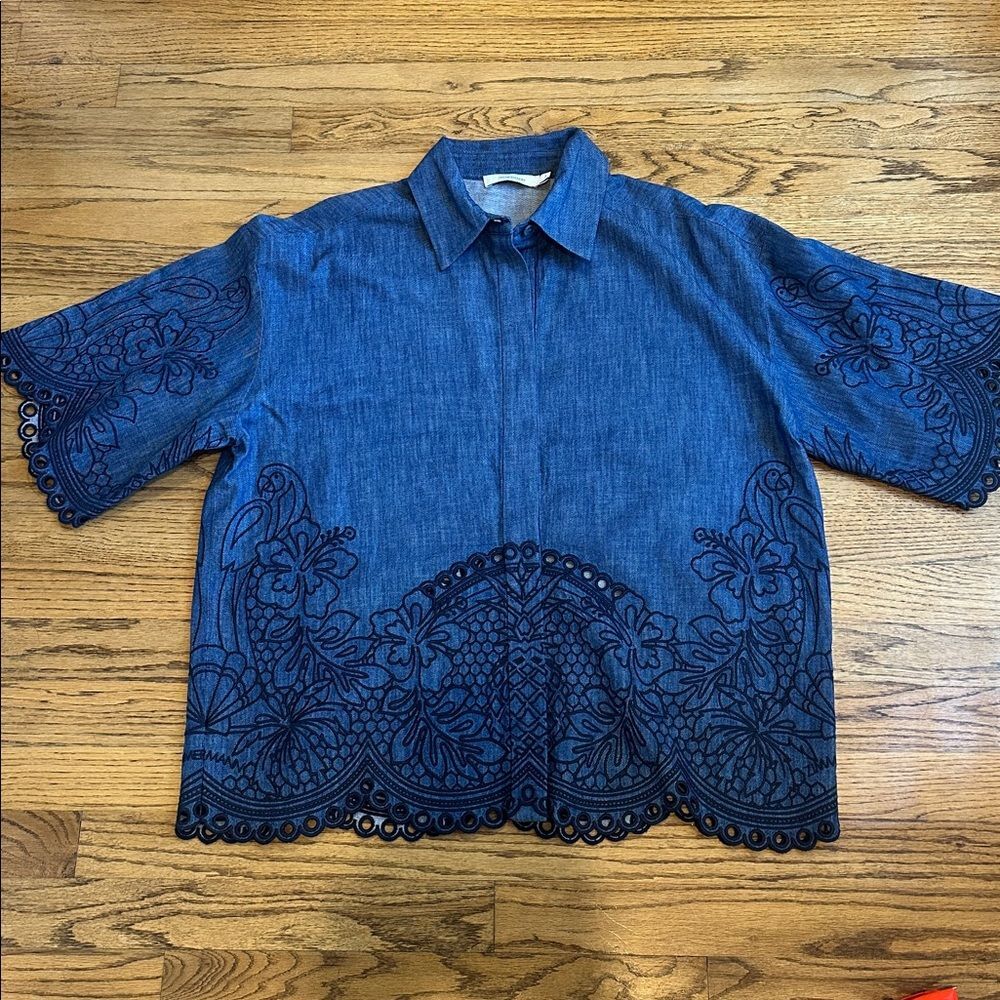 Zimmermann Coco Embroidered Denim Shirt - Picture 2 of 7
